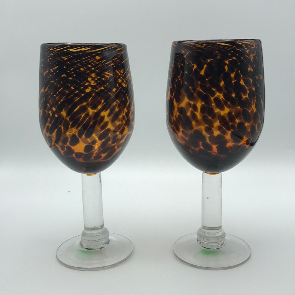 Turtle Cheetah Print Wine Glasses Large